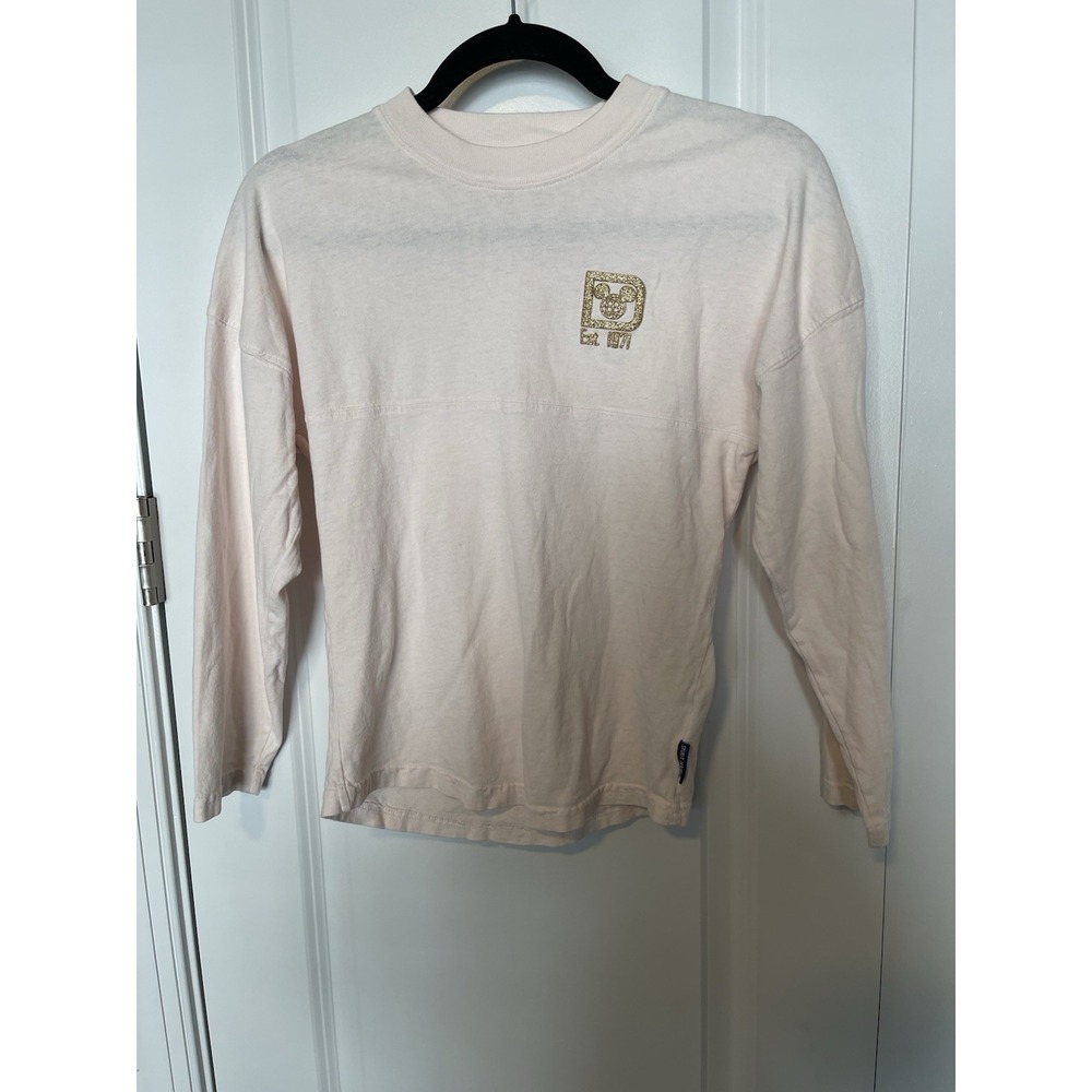 Disney Parks Spirt Jersey Girls Medium T Shirt Long Sleeve Oversized -See Stains
